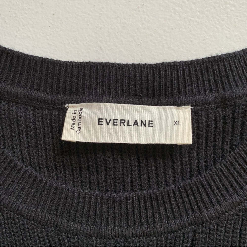 Everlane Size XL Black Midi Dress in Everyday Cotton Ribbed Knit NWOT - Picture 10 of 16